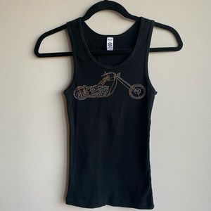 Rhinestone Motorcycle Racerback Tank Top
